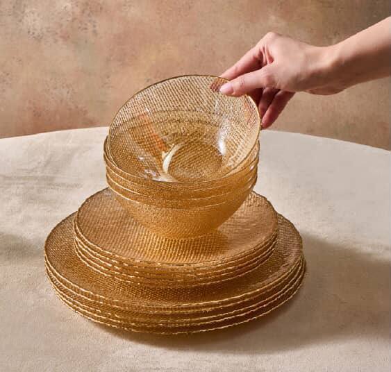 سرویس غذاخوری بلوری 18پارچه 6نفر کاراجا ترکیه